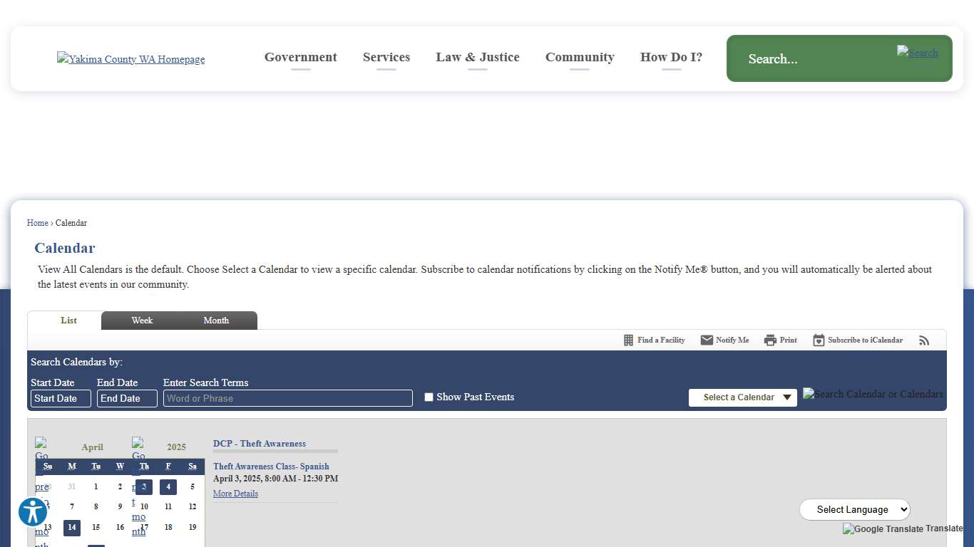 Calendar • Yakima County, WA • CivicEngage